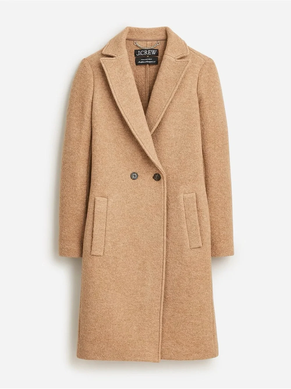 J. Crew Italian wool Camel Wool-Blend Double-Breasted Peacoat